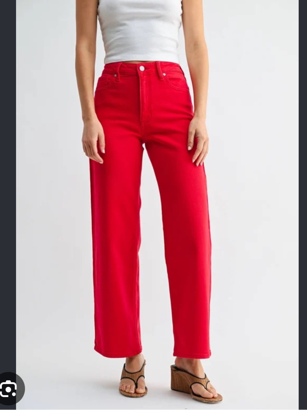 H&M red wide leg denim